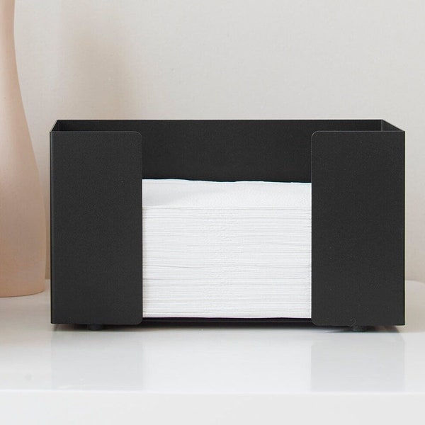 Elegante dispensador de toallas de papel negro, contenedor ergonómico para toallas de papel, moderno soporte para toallas de papel C-Fold, toallas de papel C-Fold CRESTO