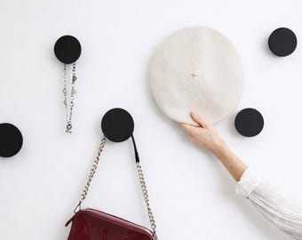 Black Round Stainless Steel Wall Hook, Modern Minimalist Entryway Organizer, OYMO