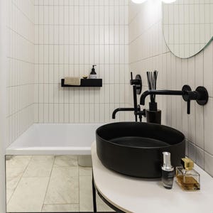 Black Shower Shelf, Stainless Steel Bathroom Caddy, Minimalist Floating Shelf Modern Farmhouse, DOCIA image 18