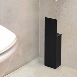 Porta scopino bianco, scopino WC semplice, accessori da bagno in acciaio, porta scopino minimalista Scopino estetico, scopino e supporto immagine 8