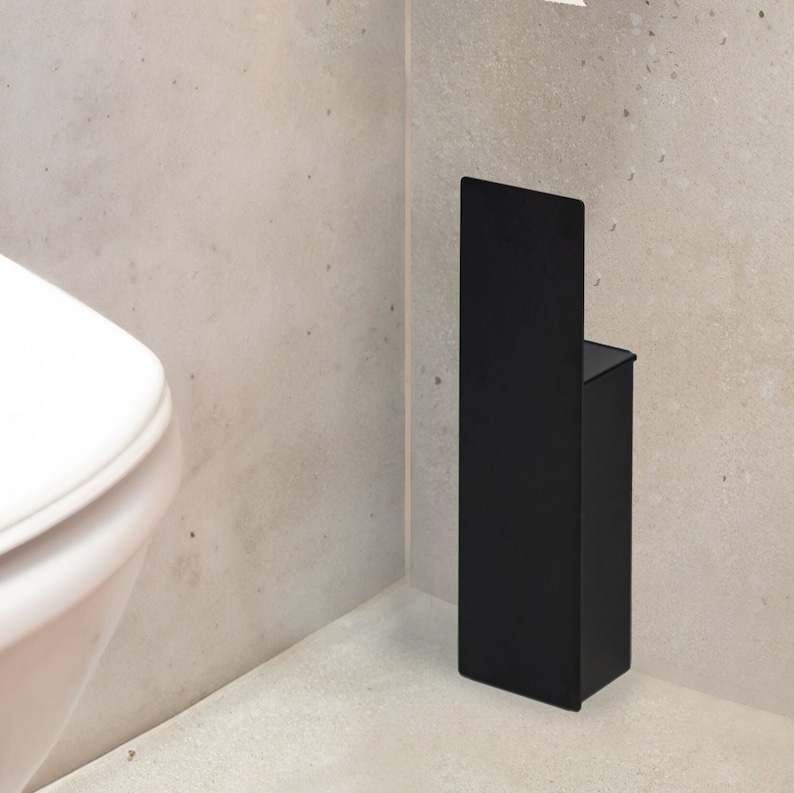 Porta scopino bianco, scopino WC semplice, accessori da bagno in acciaio, porta scopino minimalista Scopino estetico, scopino e supporto immagine 8