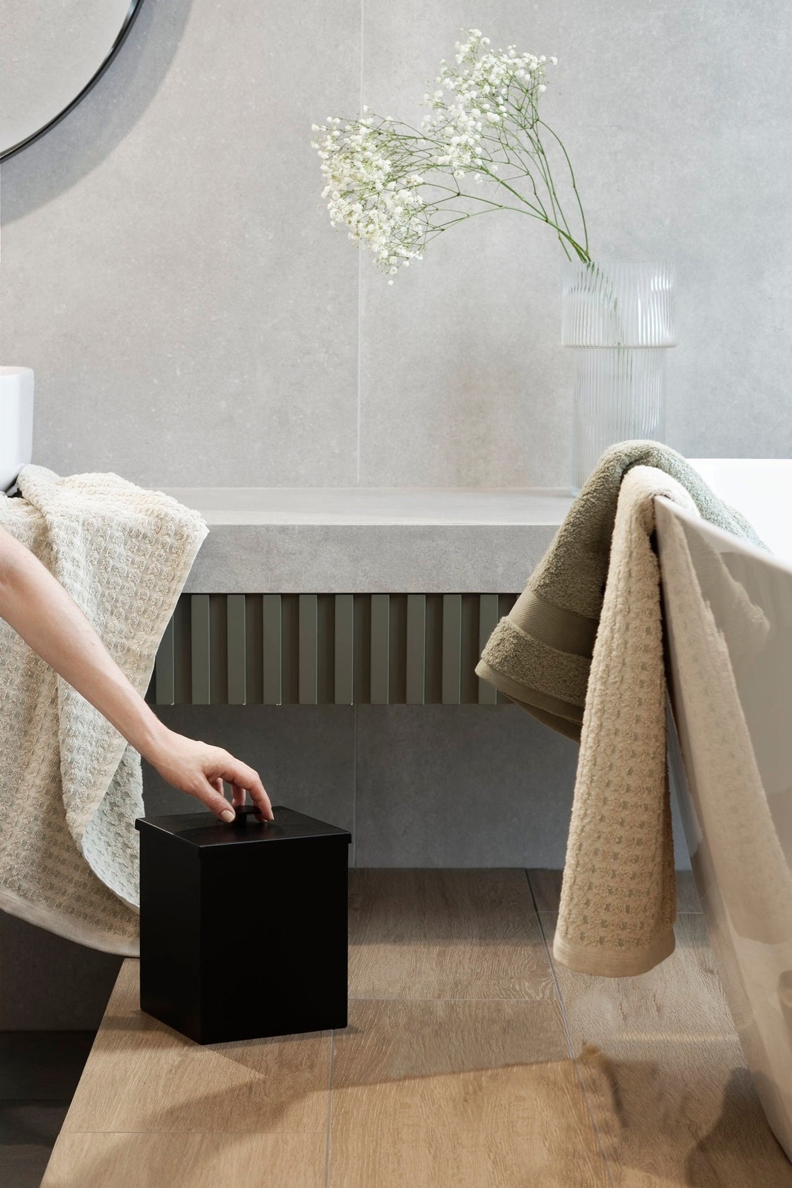 Small Black Modern Bathroom Bin PICO Bathroom Rubbish Basket Etsy