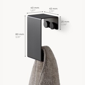 Modern Black Towel Hanger, Minimalist Bathroom Hook, Towel rack, storage organization, ROY image 7