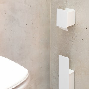Porta scopino bianco, scopino WC semplice, accessori da bagno in acciaio, porta scopino minimalista Scopino estetico, scopino e supporto immagine 2