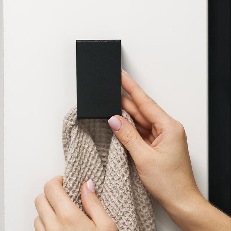 Black Towel Hanger, modern minimalist bathroom, hook ROY image 1