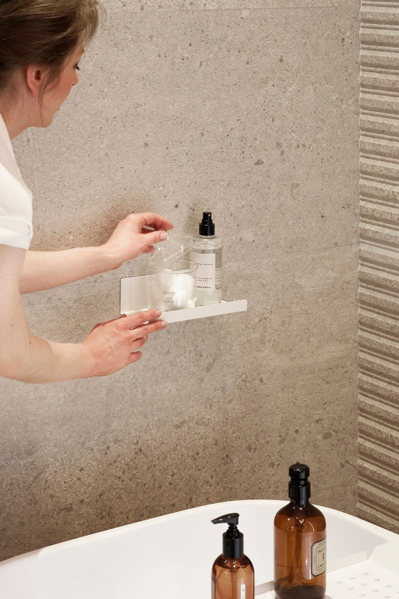 Self Adhesive Shower Shelf Easy Noninvasive Installation Etsy