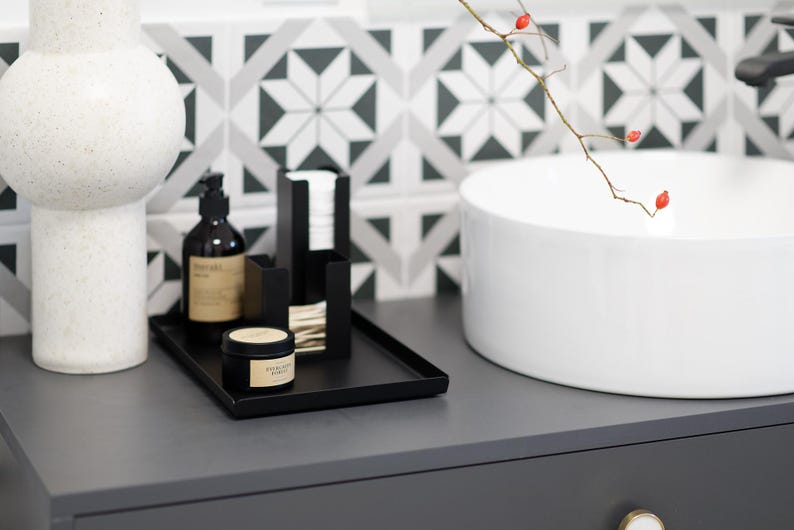 Matte Black Metal Catch All Tray - Bathroom Modern Minimalist Organizer, decorative tray LARS image 15