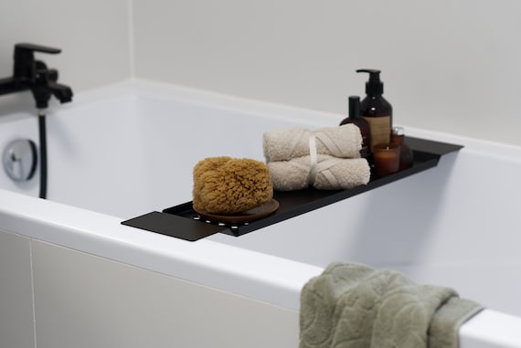 Black metal bath caddy sale