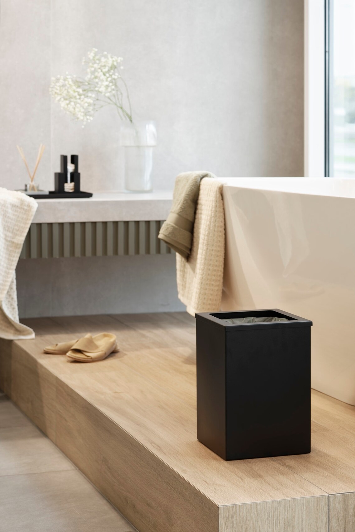 Black Modern Bathroom Bin DELLA Bathroom Rubbish Basket - Etsy