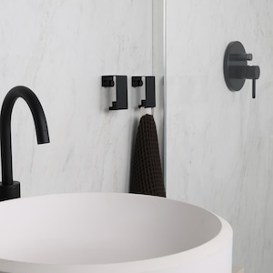 Modern Black Towel Hanger, Minimalist Bathroom Hook, Towel rack, storage organization, ROY image 12