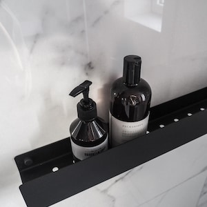 Black Shower Shelf, Stainless Steel Bathroom Caddy, Minimalist Floating Shelf Modern Farmhouse, DOCIA image 7