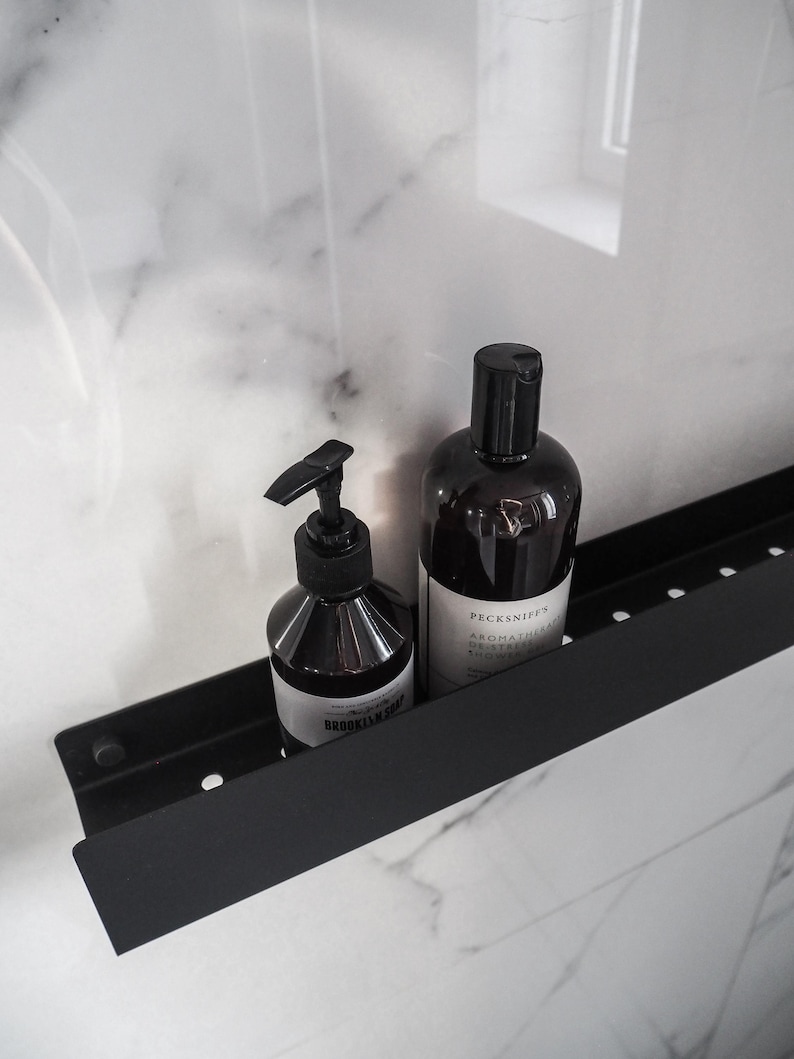 Black Shower Shelf, Stainless Steel Bathroom Caddy, Minimalist Floating Shelf Modern Farmhouse, DOCIA image 7
