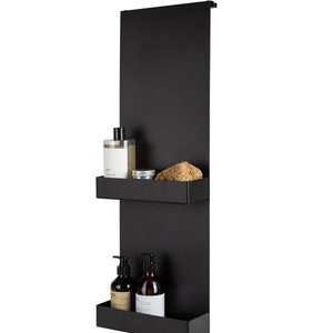 Hanging shelf, no-drilling bathrooom shelf black, minimalistic bathroom accessories, shelf for shower, without drilling Dabstory caddy DOPI image 4