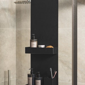 Hanging shelf, no-drilling bathrooom shelf black, minimalistic bathroom accessories, shelf for shower, without drilling Dabstory caddy DOPI image 2