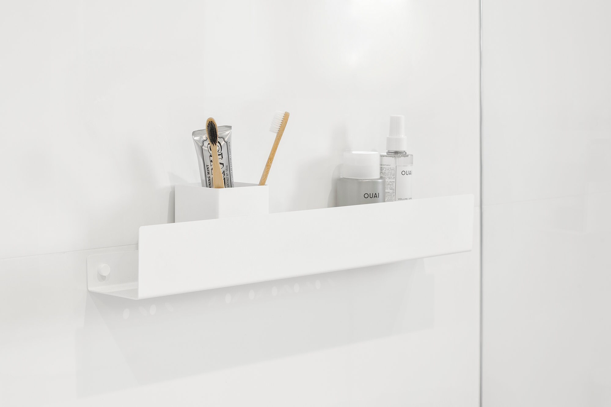 White Corner Shower Shelf, Bathroom Shelves, Minimalist Shower