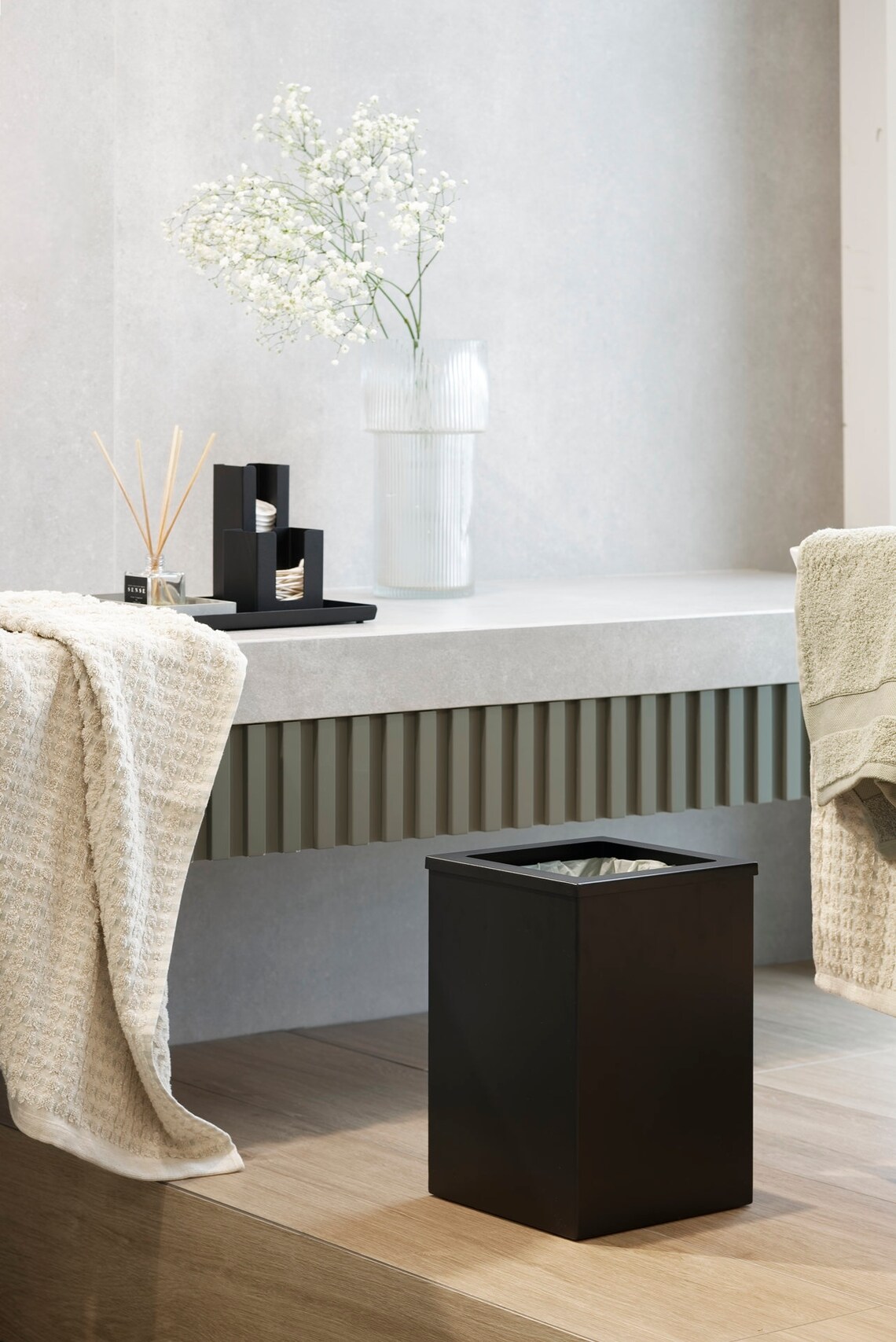 Black Modern Bathroom Bin DELLA Bathroom Rubbish Basket Etsy