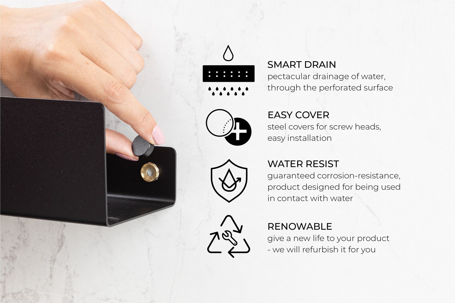 Black Rounded Shower Shelf Modern Shower Shelf With a Curve - Etsy