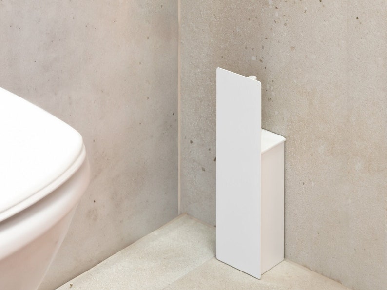 Porta scopino bianco, scopino WC semplice, accessori da bagno in acciaio, porta scopino minimalista Scopino estetico, scopino e supporto free standing