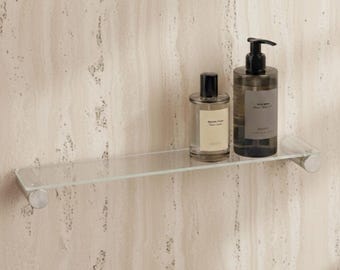 Glass Shower Shelf, Minimalist Brushed Stainless Steel Bathroom Caddy OTEA