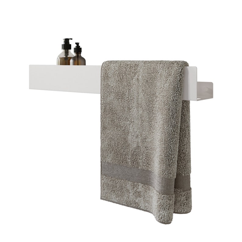 Modern White Shelves With Railing Modern Bathroom Shelf Etsy