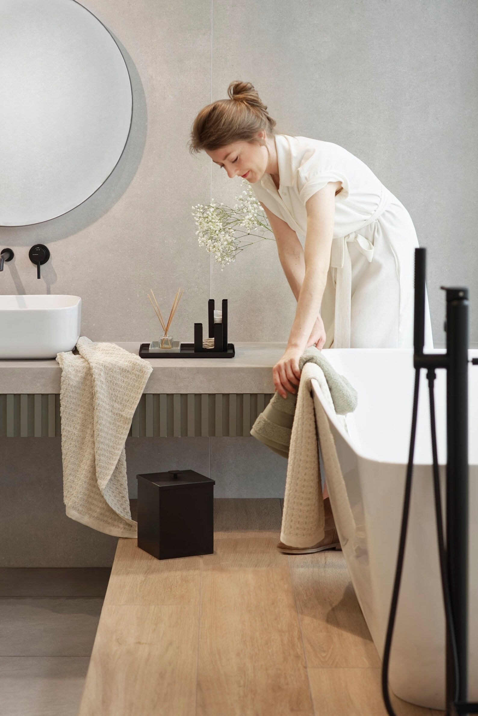 Small Black Modern Bathroom Bin PICO Bathroom Rubbish Basket Etsy