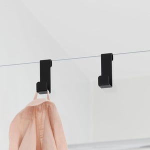 Ganci per doccia in acciaio inox nero, da appendere sopra la porta in vetro, accessorio per bagno senza cornice GLOS