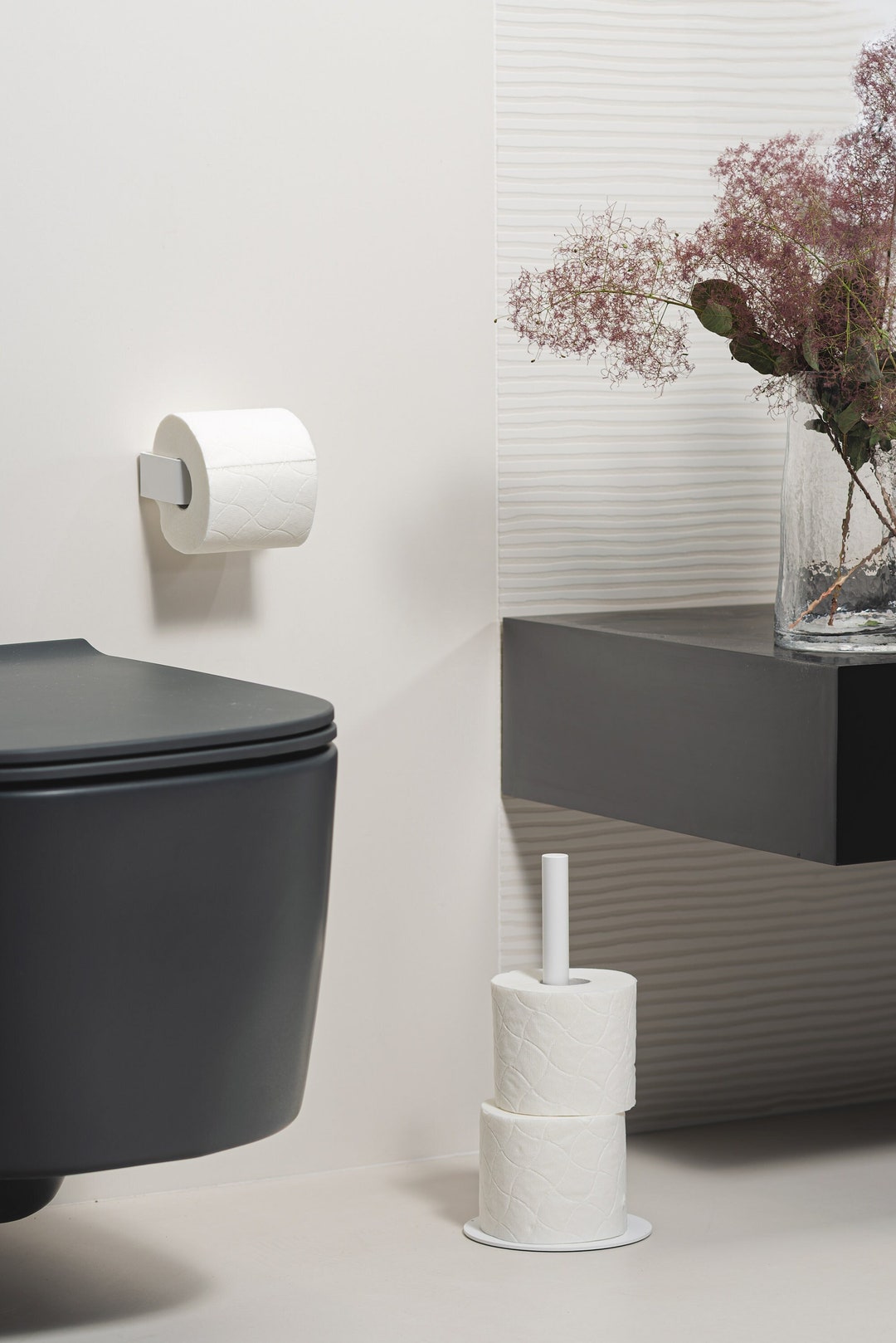 Modern Toilet Paper Holder, White Toilet Paper Stocker, Reserve Holder ...