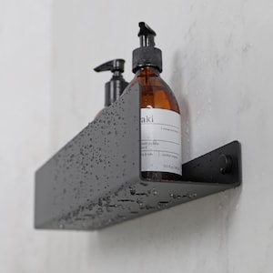 Black Shower Shelf, Stainless Steel Bathroom Caddy, Minimalist Floating Shelf Modern Farmhouse, DOCIA image 2