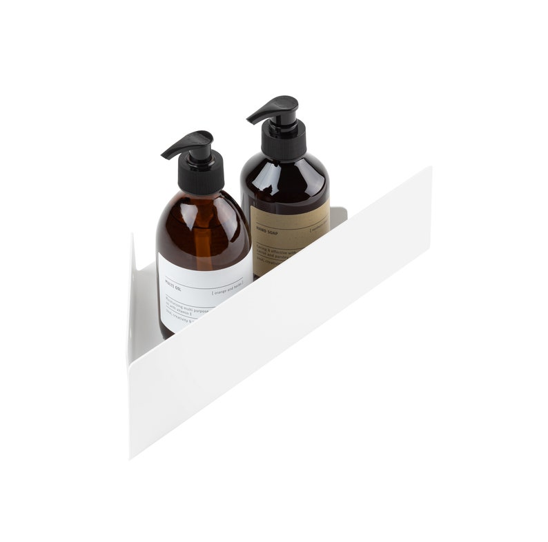 White Corner Shower Shelf Bathroom Shelves Minimalist Shower Etsy UK