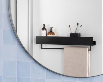 Modern Farmhouse Bathroom Shelf VASCA, Black Shower Shelf, Minimalist Bathroom Accessories,  black shelves with railing, regal vasca