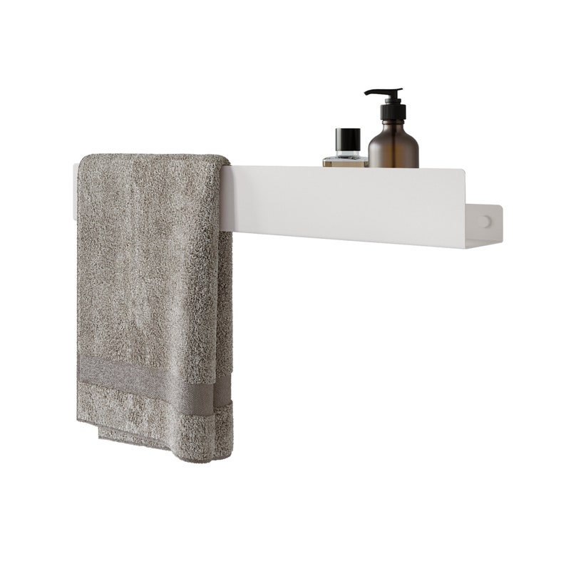 Modern White Shelves With Railing Modern Bathroom Shelf Etsy