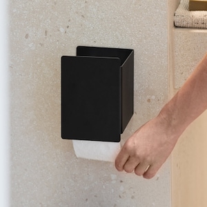 Porta carta igienica nero, moderno porta carta igienica, accessori per il bagno senza foratura, porta carta igienica minimalista per il bagno CURRATO