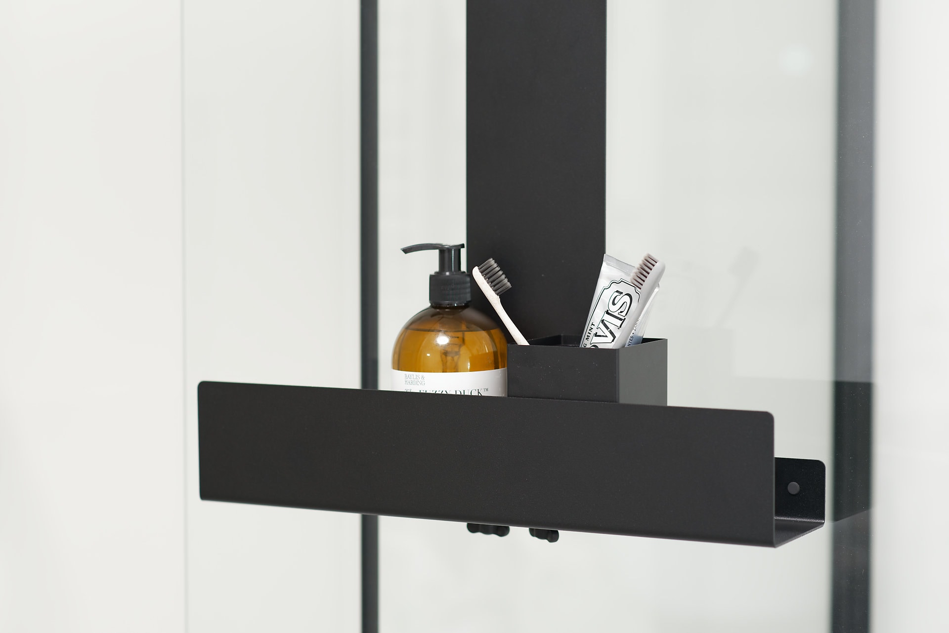 Hanging Shelf, No-drilling Bathrooom Shelf Black, Minimalistic