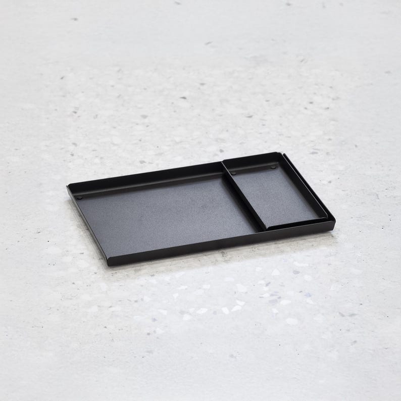 Matte Black Metal Catch All Tray - Bathroom Modern Minimalist Organizer, decorative tray LARS image 1