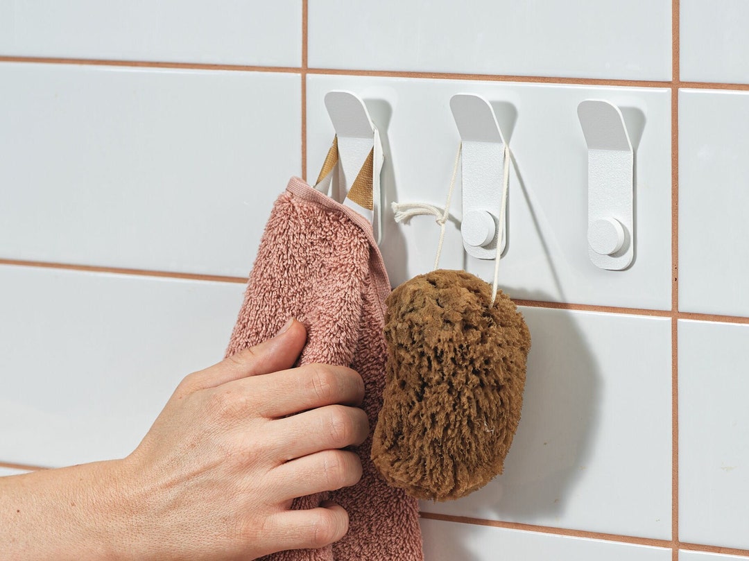 White Towel Hanger to Modern Bathroom, Industrial Towel Hook, White ...