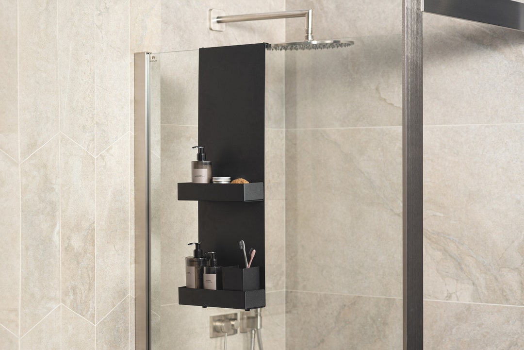 Hanging Shelf, No-drilling Bathrooom Shelf Black, Minimalistic Bathroom ...