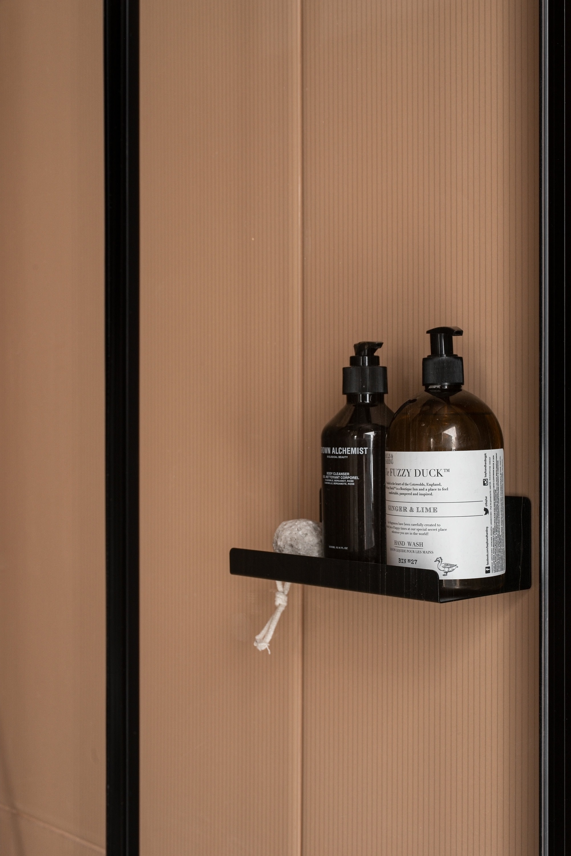 Dyiom Shower Caddy Adhesive Bathroom Shelf Wall Mounted, in Black