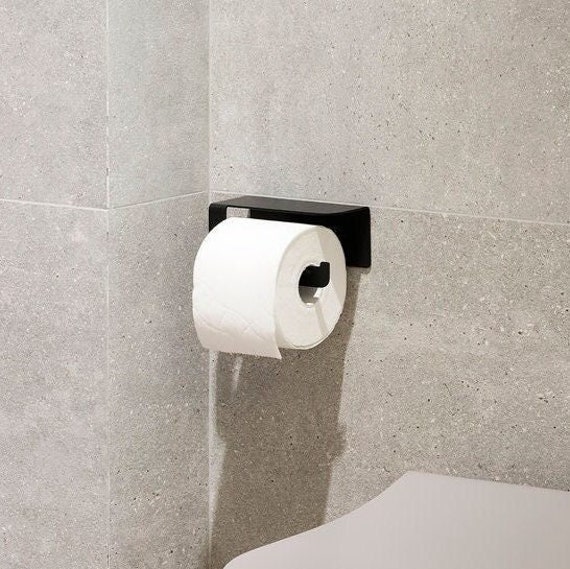 Black Self-adhesive Toilet Roll Holder, Modern Bathroom Accessories Set, No  Drilling Minimalist Toilet Paper Holders to Modern Bathroom ELYF 