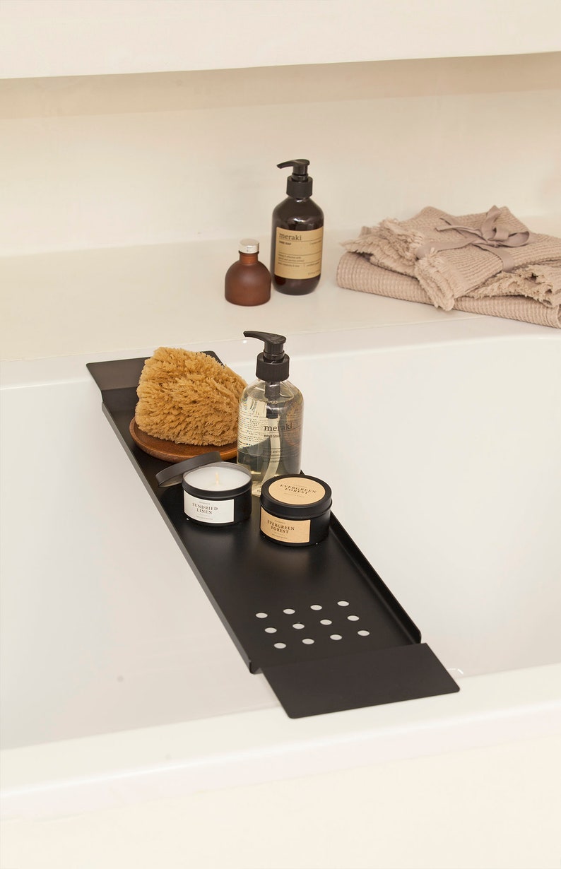 Black Modern Bathtub Tray AMMOS Elegant Bathtube Caddy Trays Etsy