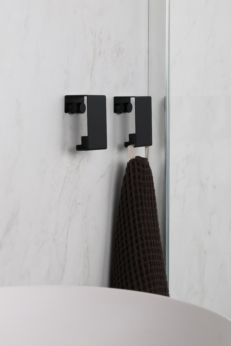 Modern Black Towel Hanger, Minimalist Bathroom Hook, Towel rack, storage organization, ROY image 11