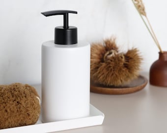 Dispensador de jabón líquido recargable de acero inoxidable blanco con bomba de plástico, moderno para manos, TELIS