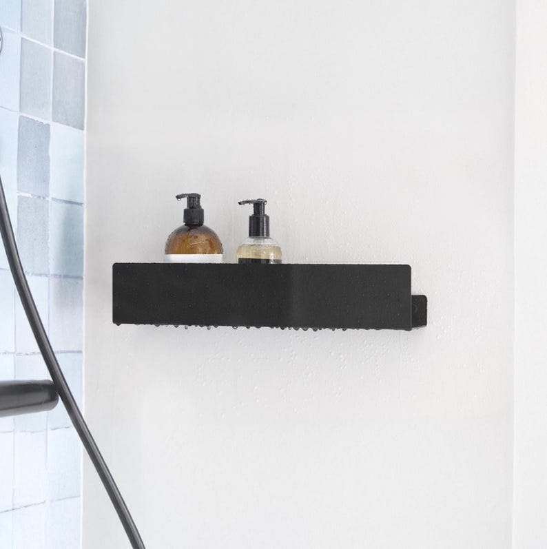 Black Shower Shelf, Stainless Steel Bathroom Caddy, Minimalist Floating Shelf Modern Farmhouse, DOCIA image 1