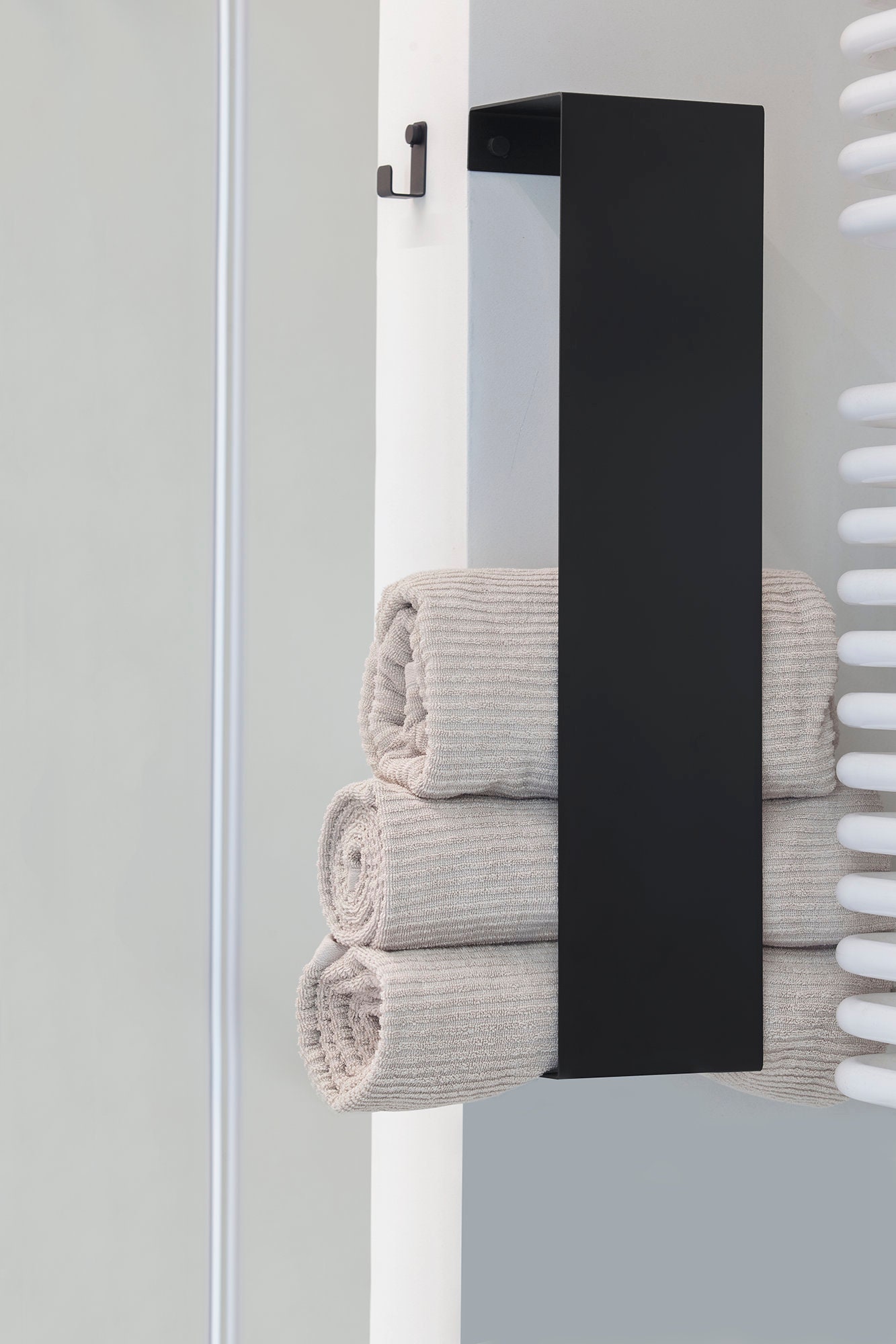 black towel rack