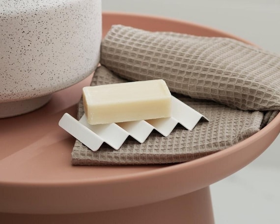 Soapbar Holder white, porte savon drainant, white Soap dish, modern sponge tray, Soapbar plate, Soap caddy, platter, basin bathroom tray VIW