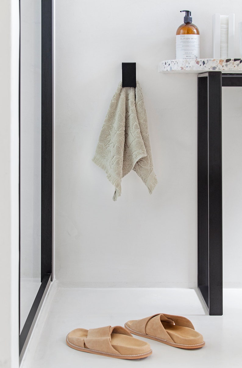 Modern Black Towel Hanger, Minimalist Bathroom Hook, Towel rack, storage organization, ROY image 2