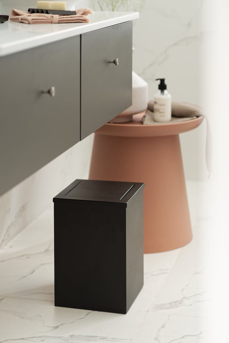 Black Modern Bathroom Bin Bathroom Rubbish Basket Etsy