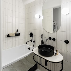 Black Shower Shelf, Stainless Steel Bathroom Caddy, Minimalist Floating Shelf Modern Farmhouse, DOCIA image 15