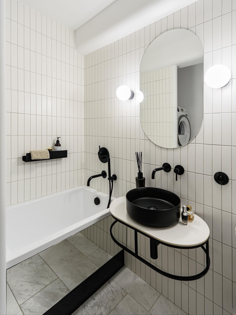 Black Shower Shelf, Stainless Steel Bathroom Caddy, Minimalist Floating Shelf Modern Farmhouse, DOCIA image 15