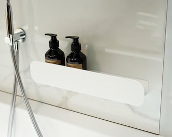 Modern White Shower Shelf, Steel Rounded Shelves, Curved Bathroom Shower Caddy RAGIO