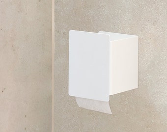 Porta WC blanco, dispensador de papel higiénico moderno Almacenamiento de papel higiénico minimalista baño CURRATO Accesorios de baño sin taladrar,